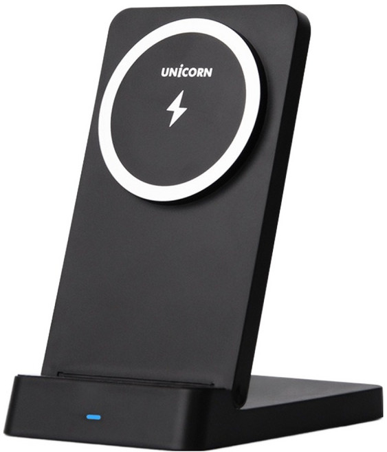 유니콘 15W 접이식 PD3.0 QC3.0 지원 스탠드 맥세이프 고속무선충전기 ZQ-M15W, 블랙, 1개