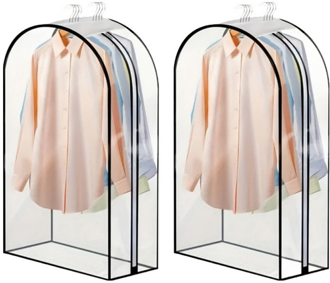 마샤투 3D 개방형 먼지방지 투명 옷커버, 2개, 1개입