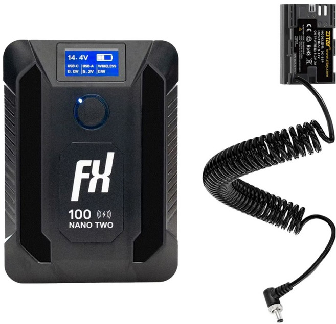 에프엑스라이온 나노 투 와이러리스 V마운트 배터리 100Wh + 캐논 LP-E6NH / E6P 더미 배터리 DC 타입 세트, 1세트, NANO-TWO-W, DE18