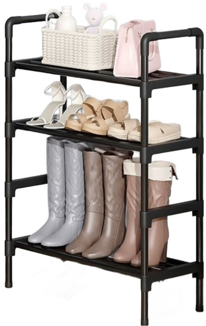 소소하우스 초간편 조립 신발 정리대 45cm, 블랙, 4단