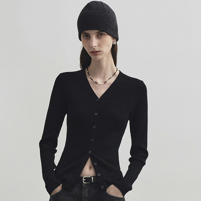 몽돌 여성용 골지 브이넥 가디건 MDCD034