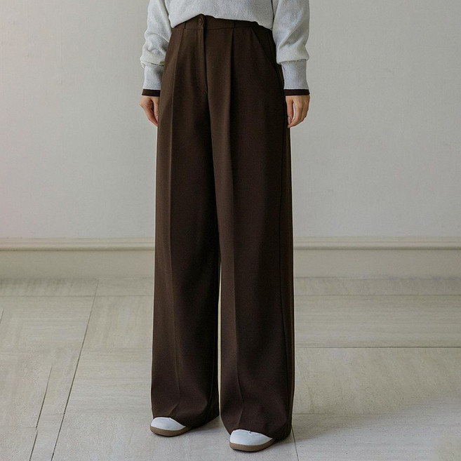 시크폭스 여성용 숏 기본 롱 기장 포튼 히든밴딩 핀턱 슬랙스 와이드 53SL678