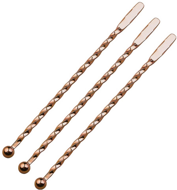 미르코리아 홈카페 하이볼 스텐 트위스트 머들러 194mm, 골드, 3개