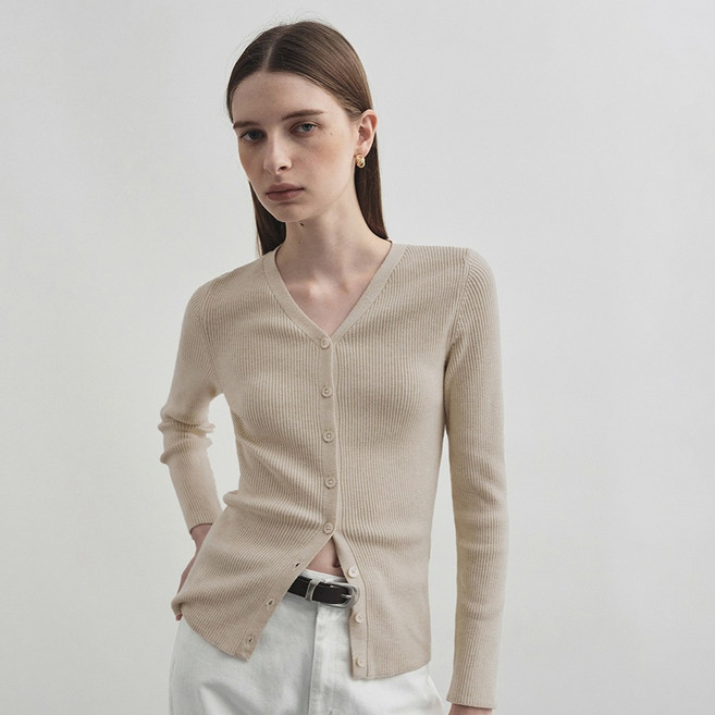 몽돌 여성용 골지 브이넥 가디건 MDCD034