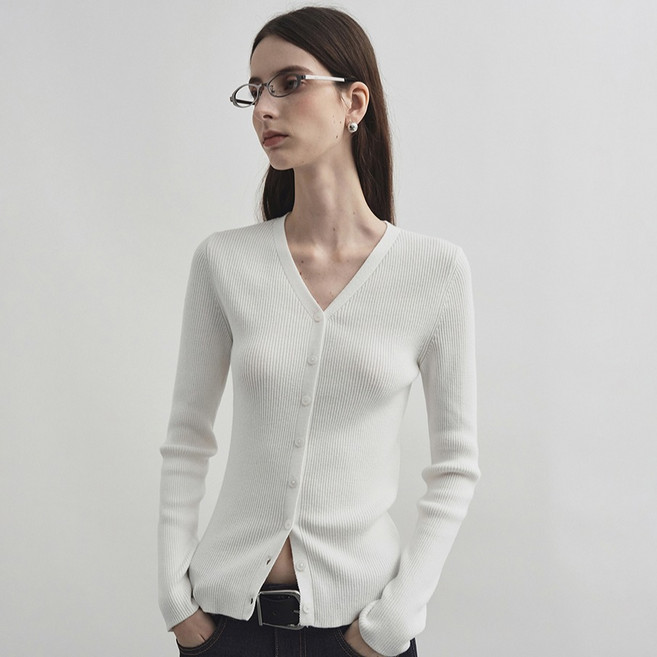 몽돌 여성용 골지 브이넥 가디건 MDCD034