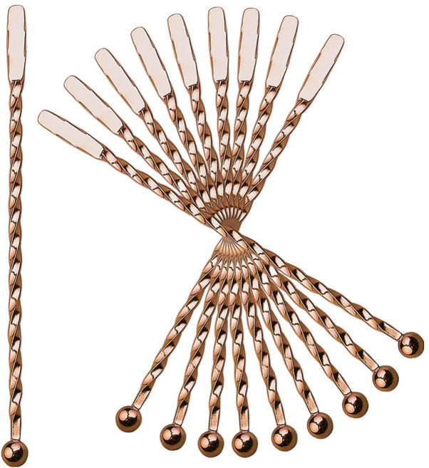 미르코리아 홈카페 하이볼 스텐 트위스트 머들러 194mm, 골드, 10개