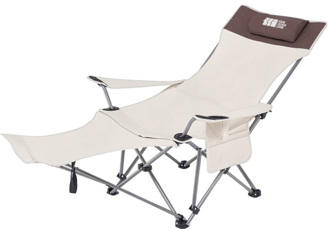 TANSTRIDER 探險者 折疊躺椅 實布鐵管帶腳墊 MHDS8255, 1個, 米白色