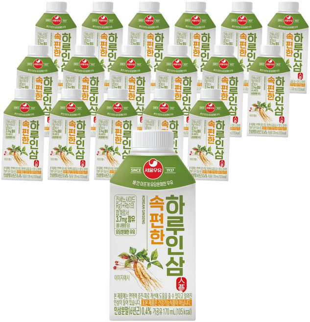 서울우유 속편한 하루인삼, 170ml, 18개