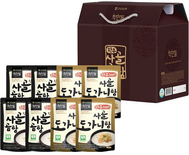 착한들 한우사골곰탕 4p + 한우도가니탕 4p 선물세트 1호, 500g, 8개
