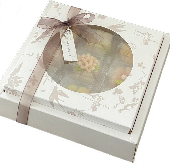 핸즈픽 원형 창상자 프리미엄 명절 쿠키 화과자상자, 담팥, 5개