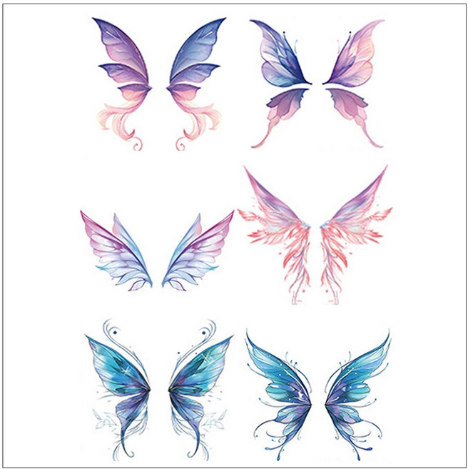 젤루나 반짝이 펄 컬러 나비 할로윈 화려한 페이스 얼굴 페스티벌 타투 스티커 3p 세트, 1세트, T-325