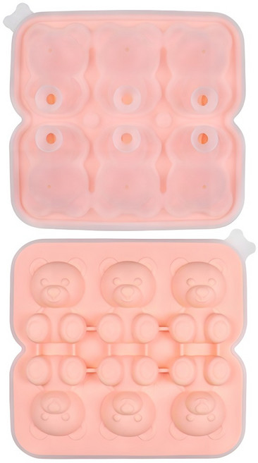 小熊造型製冰盒/創意3D立體冰塊模具 6格, 1個, 粉色