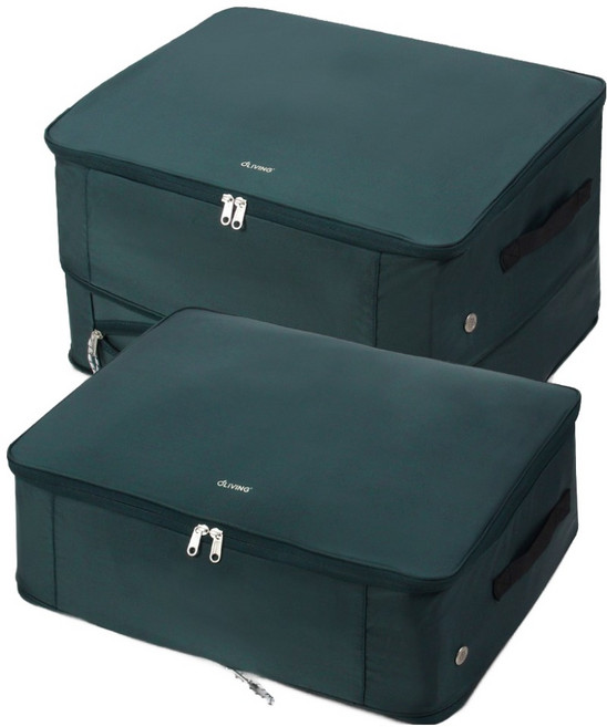 부피순삭 의류 이불 압축 파우치, 모스그린, 2개