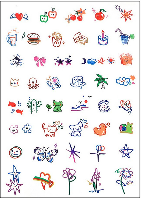 젤루나 미니 고양이 곰돌이 강아지 나비 컬러 일러스트 헤나 타투 스티커 T-264, 1개, B타입