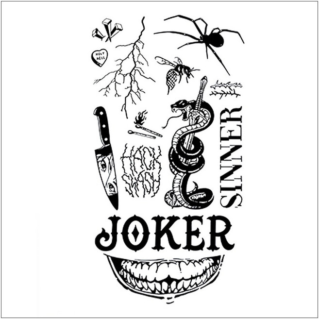 젤루나 반영구 빈티지 레터링 십자가 해골 블랙 할로윈 문신 헤나 타투 스티커, 1개, T-288