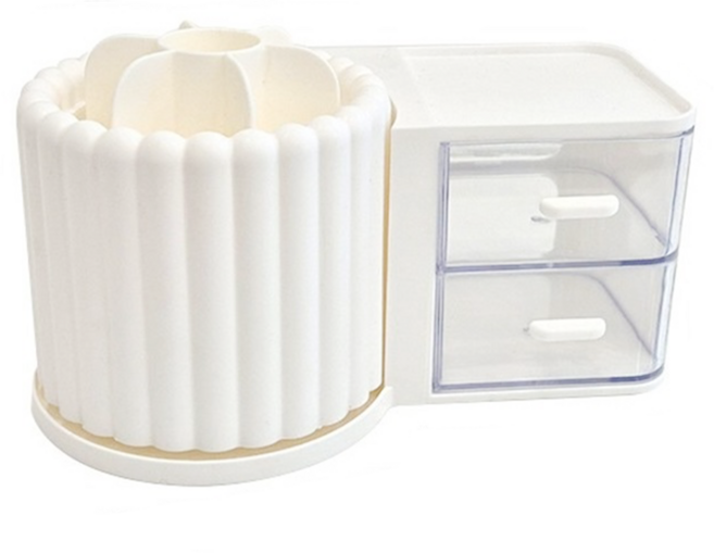 Winprice 抽屜式旋轉刷收納盒, 1個, 白色