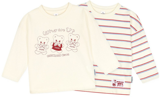 MilkBaby Momorey 條紋與 Pinko T恤 2件組