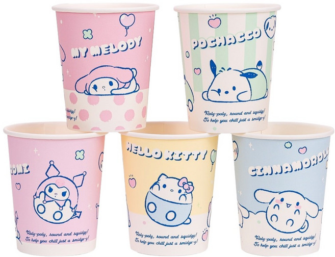 릴팡 산리오 캐릭터즈 일회용 종이컵 랜덤발송 283ml SC8899, 20개, 1개입