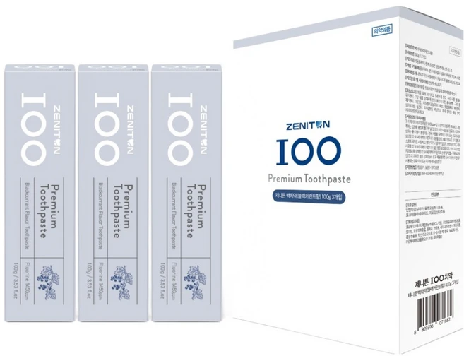 제니튼 백블랙커런트향 치약, 100g, 3개 - 쿠팡