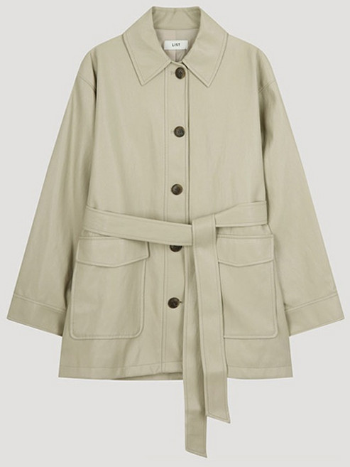리스트 여성용 벨티드 레더 트렌치 맥코트 TWWBYO70010