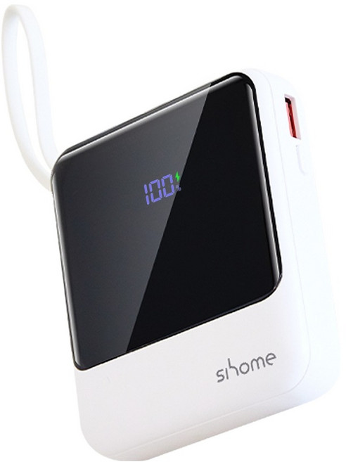 시홈 PD 22.5W 고속충전 일체형 미니 보조배터리 10000mAh, SH-FB1Y, 화이트