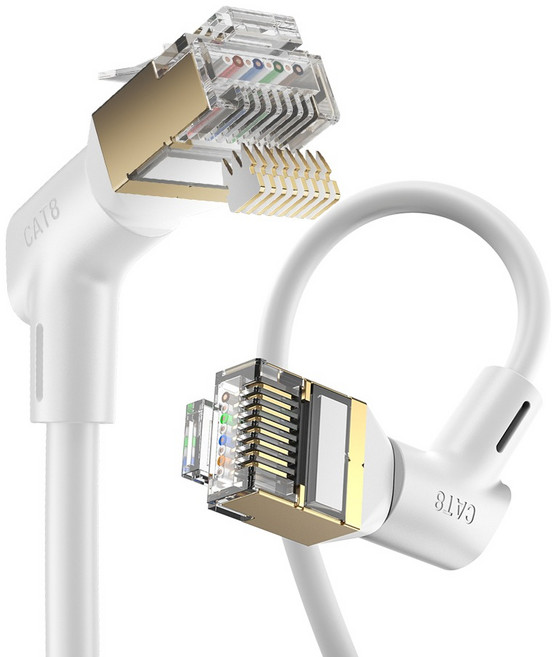 벤션 CAT8 기가 랜선 초고속 인터넷 360도 회전 꺽임형 랜케이블, 화이트, 1개, 0.5m