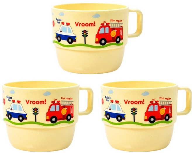 키친유 부릉부릉 손잡이 유아컵, 옐로우, 3개, 200ml