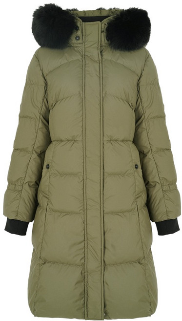 크로커다일레이디 여성용 폭스퍼 후드 탈부착 스트랩 패딩 점퍼 CLBWDW209