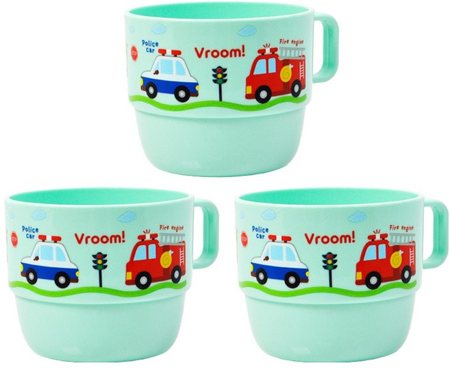 키친유 부릉부릉 손잡이 유아컵, 민트, 3개, 200ml