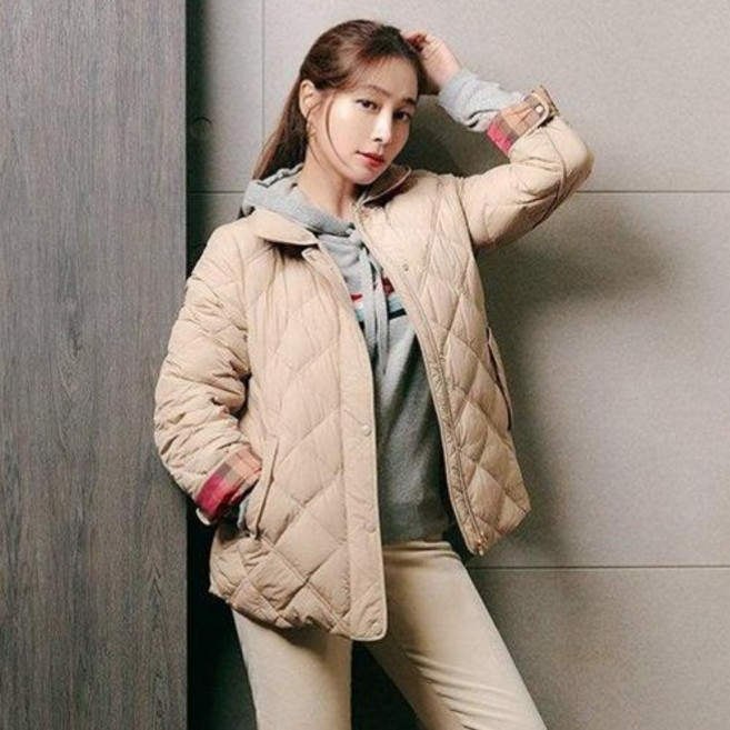 크로커다일레이디여성용 숏기장 다이아 퀼팅 카라 점퍼 CLCWDW201