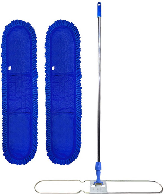 월드크린 극세사 리스킹 걸레 105cm 2p + 나사형 홀더 + 리스킹판 + 스텐봉 세트, 블루(걸레), 1세트