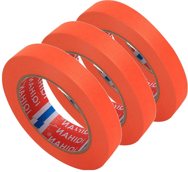 다다 칼라 종이 디자인 마스킹 테이프 15mm x 15m, 오렌지, 3개