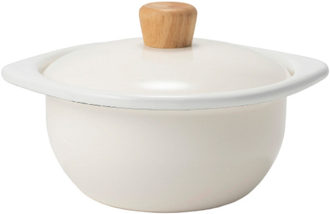 FUJIHORO Japan COTTON 迷你琺瑯鍋 1.2L, 15cm, 1個, 溫潤白