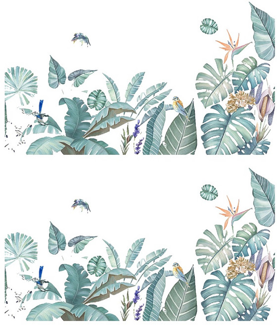 WA. WALL ART 防水PVC無痕設計壁貼 2張, FX-C87 植物 + 樹葉 + 龜背芋