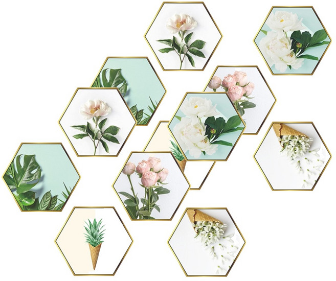 WA. WALL ART 防水PVC無痕設計壁貼 2張, FX-C83 植物 + 樹葉 + 金屬邊框