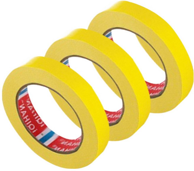 다다 칼라 종이 디자인 마스킹 테이프 15mm x 15m, 옐로우, 3개