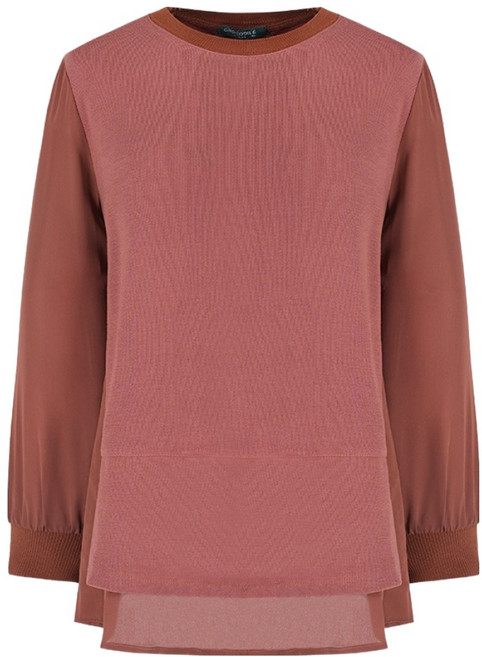 크로커다일레이디 여성용 우븐 믹스매치 러플 간절기 라운드 티셔츠 CLCFTS109