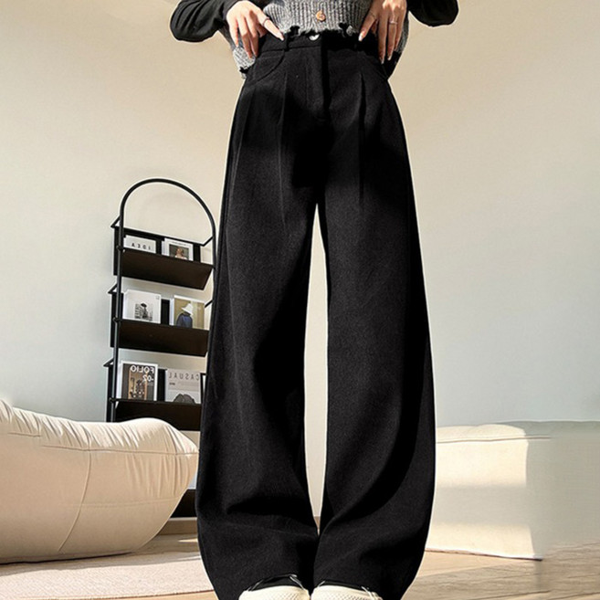 Fashion Flow 女款細燈芯絨基本款日常秋冬刷毛長褲