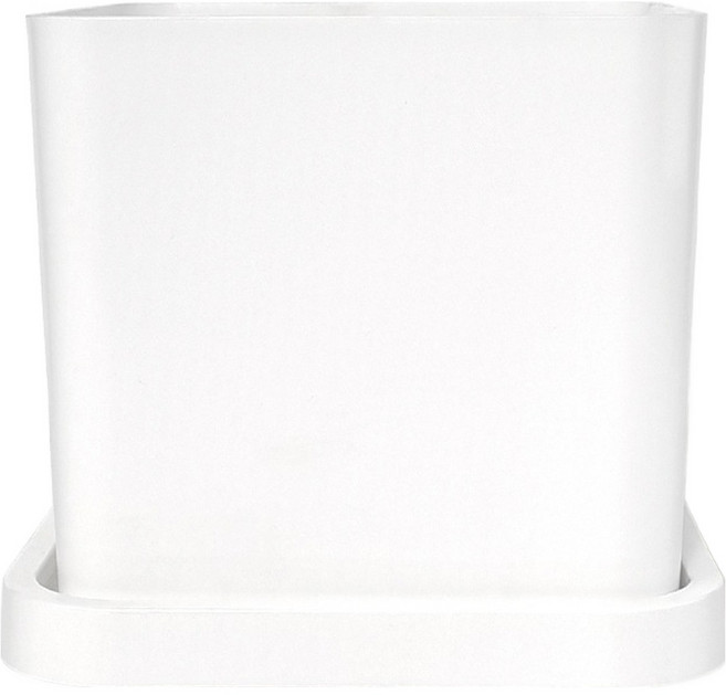 데일드 플라스틱 인테리어 가드닝 13 사각 화분 + 받침 세트, 화이트, 1개