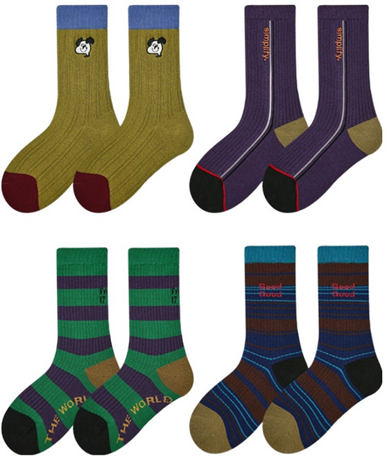 꼼제 아동용 굿윌 자수 양말 SKA20 4켤레 세트