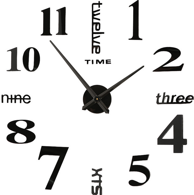 굿즈틱스 조절 가능한 DIY 모던 벽시계 20~50cm, 블랙