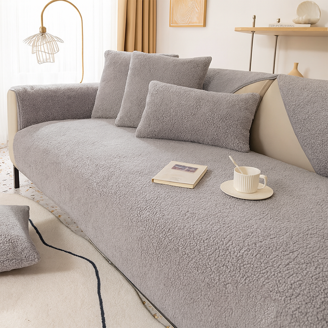 Mini嚴選 北歐風冬季保暖羊羔絨沙發墊 三人座