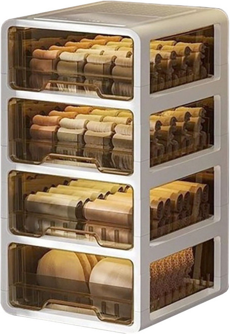 프란다스 속옷 정리 수납함 일체형 서랍장, 화이트 + 브라운, 1개