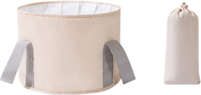 쿠쏘 여행용 휴대용 보온 접이식 족욕통 소형, 베이지, 1개