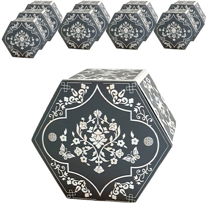 베스트팩 연화 자개 육각상자, 애쉬블랙, 10개