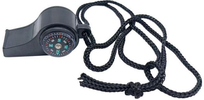 핏기어 나침반 겸용 호루라기, 블랙, 1개