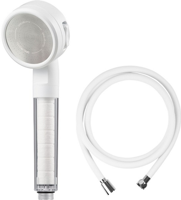 대림바스 디클린 3기능 필터 샤워기 + 샤워줄 2m 세트, 화이트(샤워기), 크림(샤워줄 ), 1세트