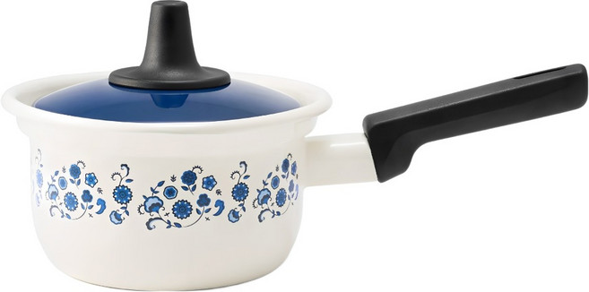 FUJIHORO Japan Memories14cm單柄附蓋阿拉丁牛奶鍋 1.4L, 1個, 復刻小藍花, 14cm