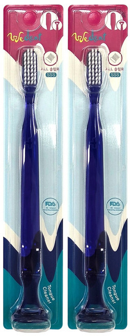 위덴 ALL 미세모 SSS 혀클리너 겸용 칫솔 네이비, 1개입, 2개