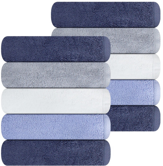 송월타월 항균 코마 수건 180g 40수 면사, 연회색, 백색, 하늘, 진청, 10개